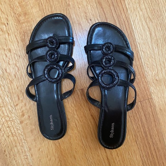 Style & Co Black Beaded Slide Sandals - Picture 1 of 3
